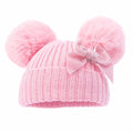 Pink Velvet Ribbon Pom Pom Hat