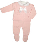 Pink Knitted Cable 2 Piece With Bow