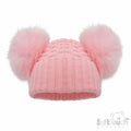 Pink Deluxe Check Knit Pom Pom Hat