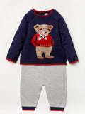 Navy Cotton Teddy Knitted Outfit