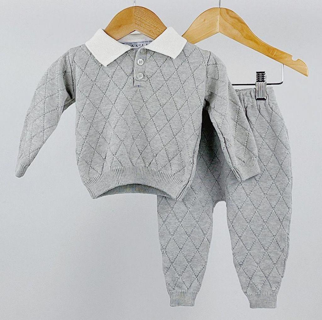 Grey Diamond Knit 2 Piece