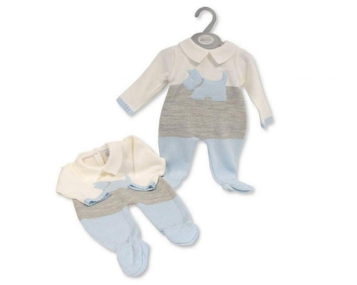 Blue Knitted “Dog” All in One